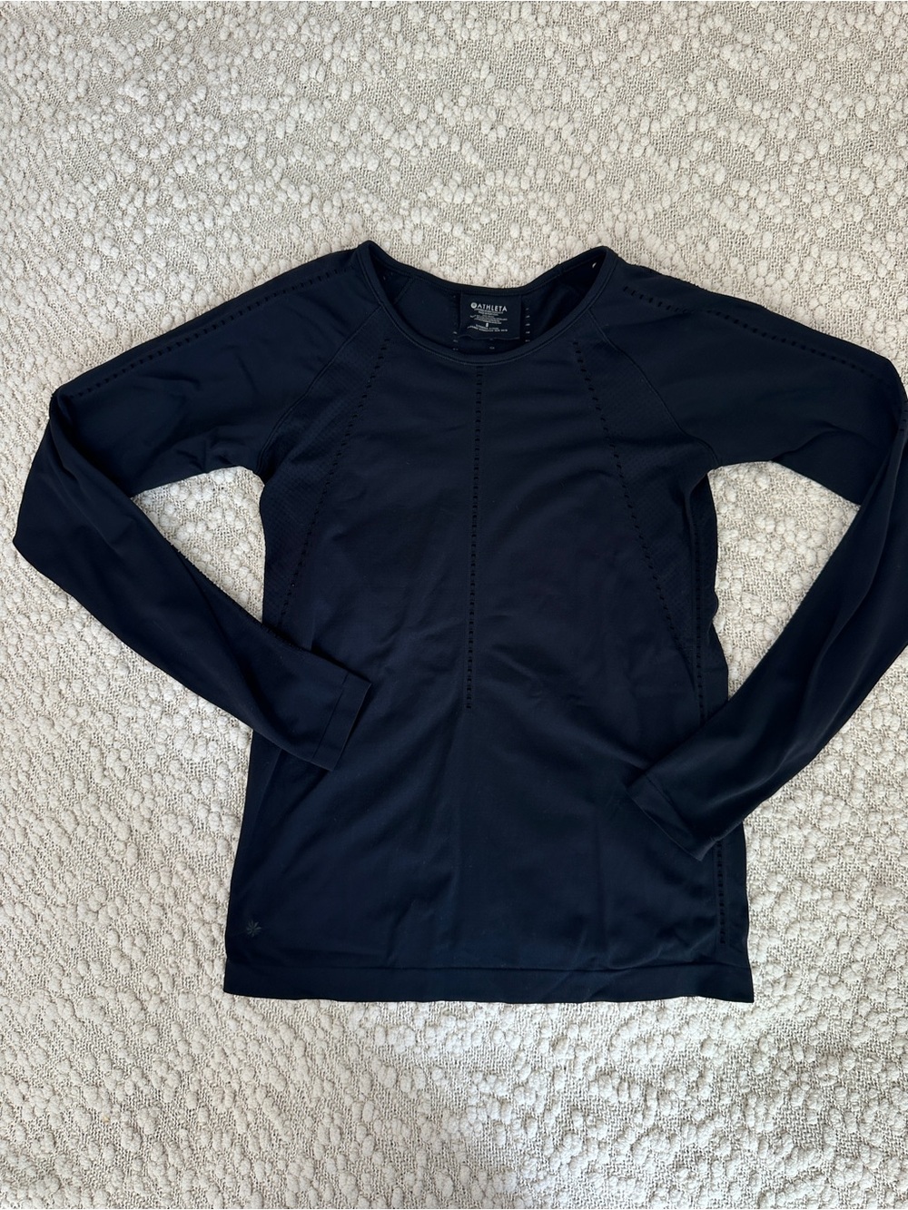 Athleta Foothill Seamless Long Sleeve Shirt Black Size S Mesh Activewear Top